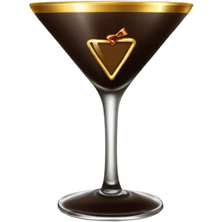 gold rimmed espresso martini glass with gold bow emoji