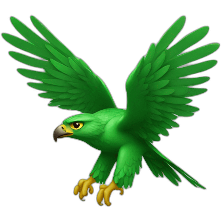 green hawk with the wings wide emoji