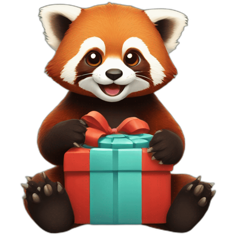 red panda holds a gift emoji