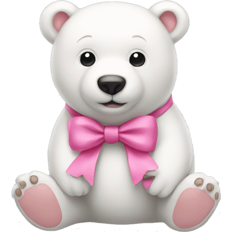 white bear with pink bow  emoji