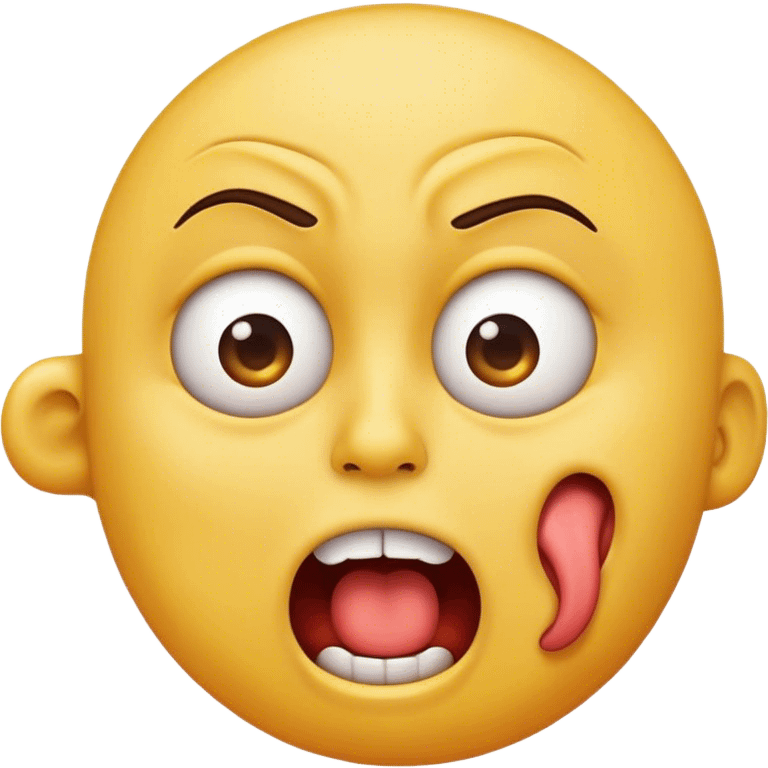 Emoji choking itself with an irritated face emoji