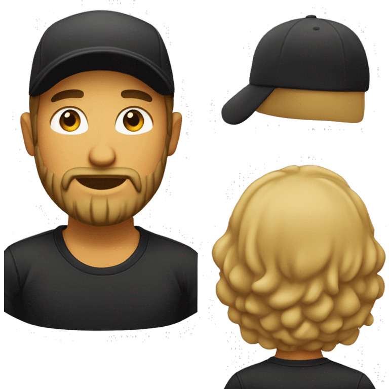 man with beard wearing hat and a black polo  emoji