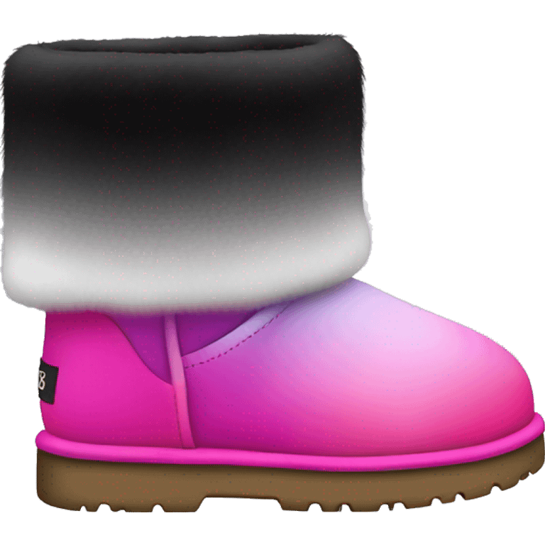 Realistic silver black and hot pink ombre Ugg fur boots. emoji