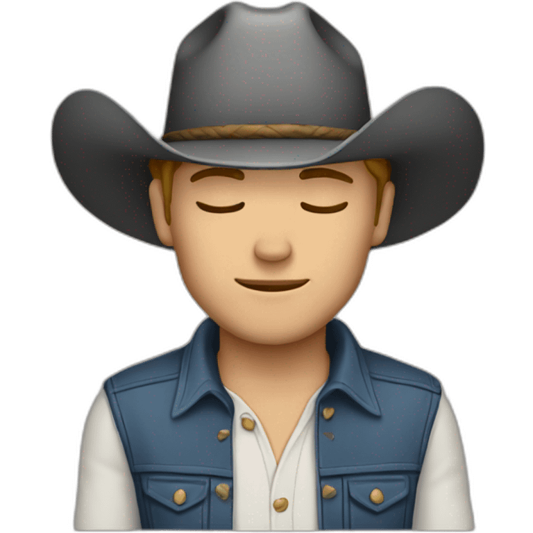 White male cowboys embracing eyes closed emoji