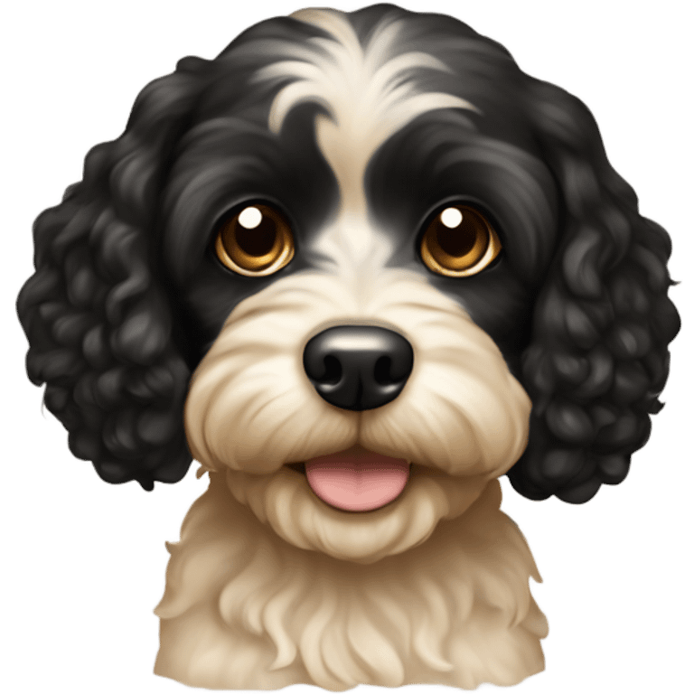 Black and cream cavapoo emoji