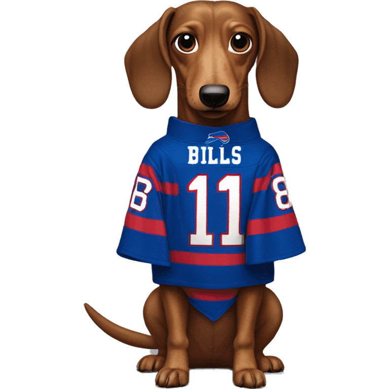 Wiener dog wearing a buffalo bills jersey  emoji