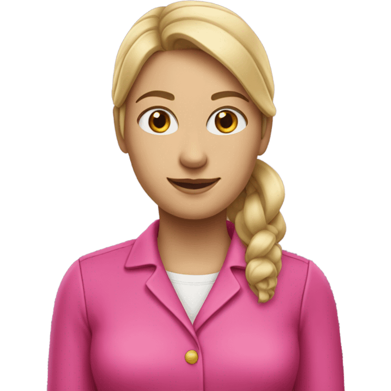 white female employee in intensive pink clothes, only upper-body emoji