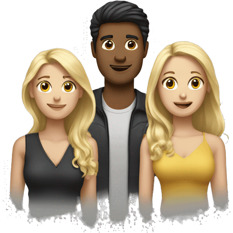 3 people...2 blond woman 1 man with dark hair emoji