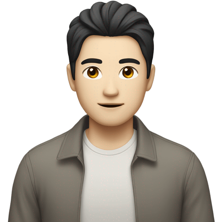 man from japan with white skin and black hair, wear casual shirt  emoji