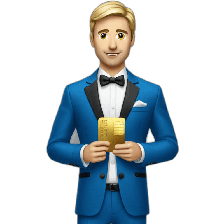 Posh-man-with-blue-suit-holding-gold-credit-card emoji