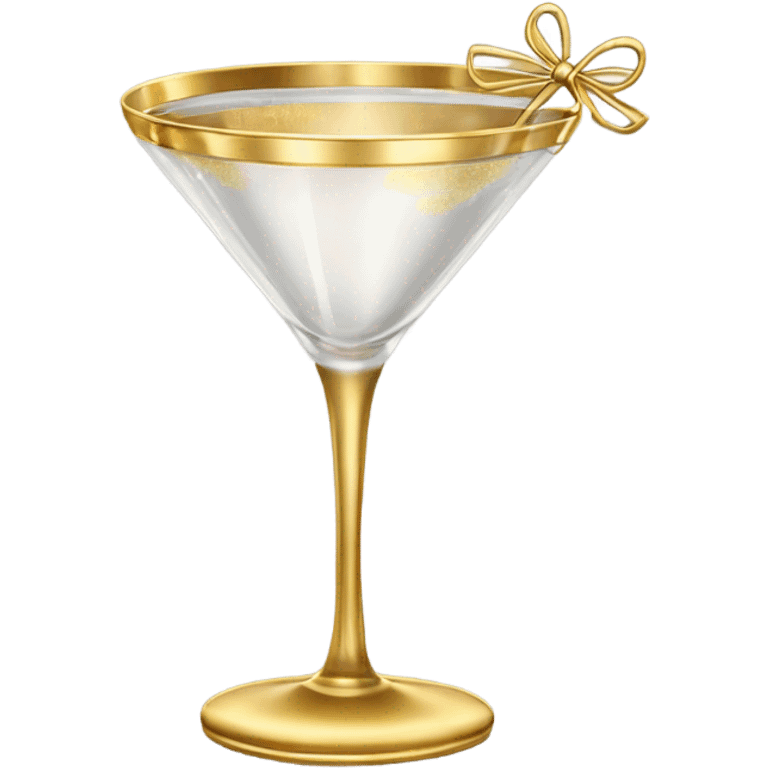 gold rimmed martini glass with tiny gold bows emoji