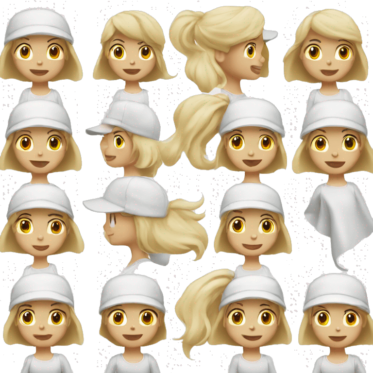 blonde girl with white cap running emoji