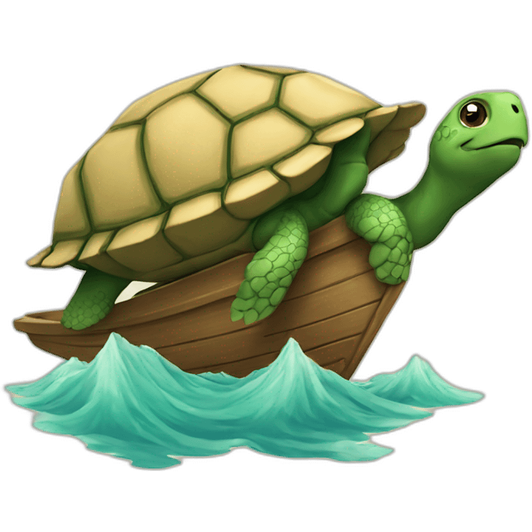 Une tortue sur un bateau emoji