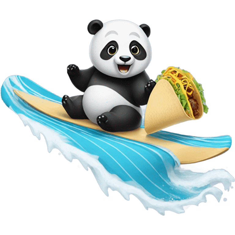 Surfing panda eating a toco emoji