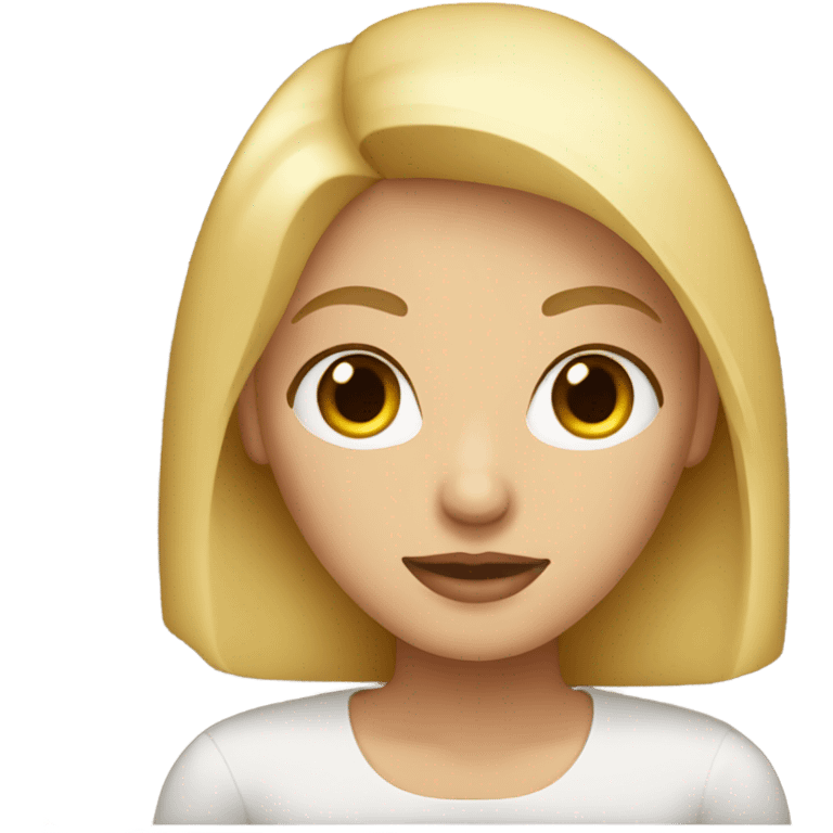 blonde hair, brown eyes, woman, macbook  emoji