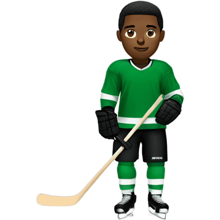 Black hockey player with green jersey emoji