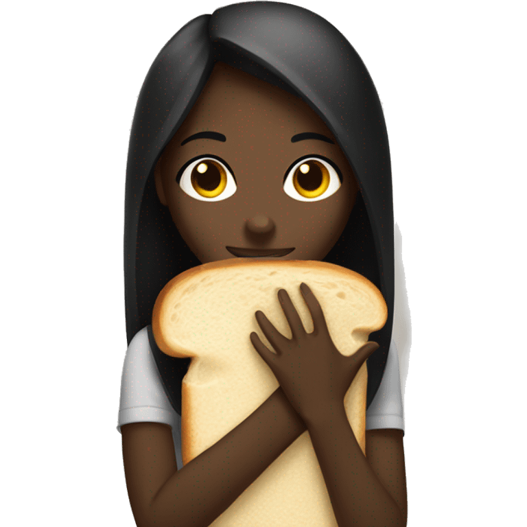 Black gir with a bierd and holding a white bread emoji