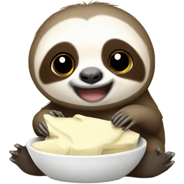 Baby sloth eating mozzarella emoji