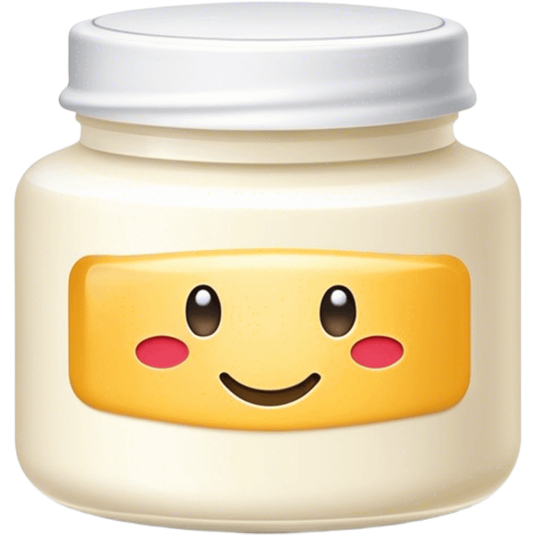 body moisturizer cream pot with label emoji