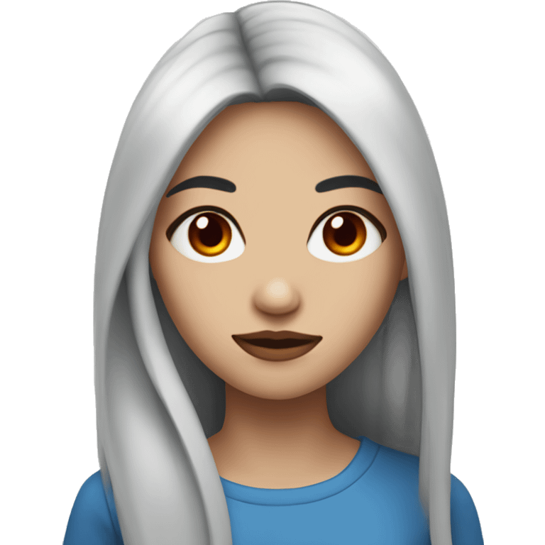 Woman with blue skin, red eyes, long black hair emoji