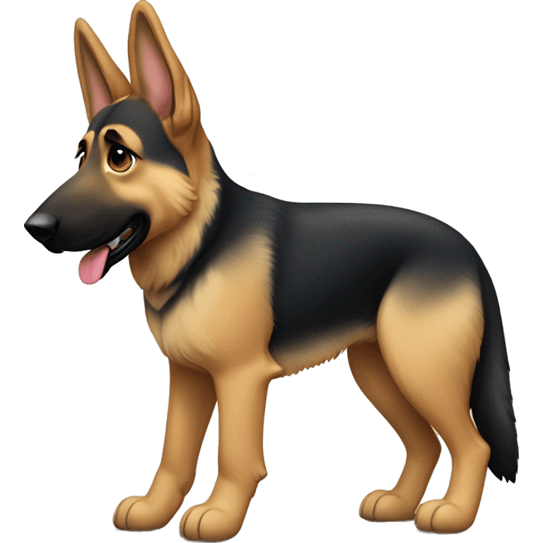 German shepherd on all fours  anatomically correct, male German shepherd. Male emoji