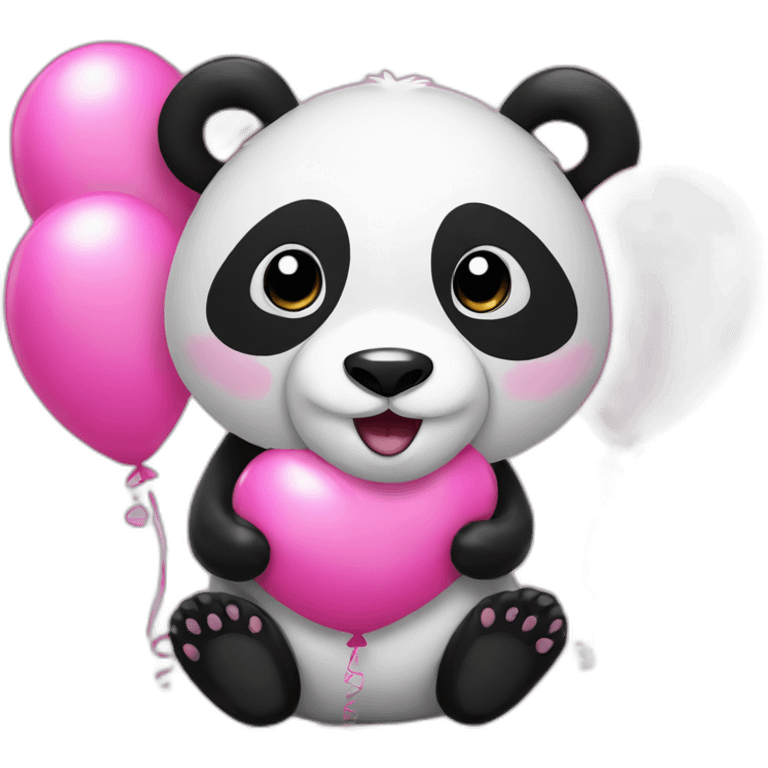 Panda with 11 pink balloons emoji