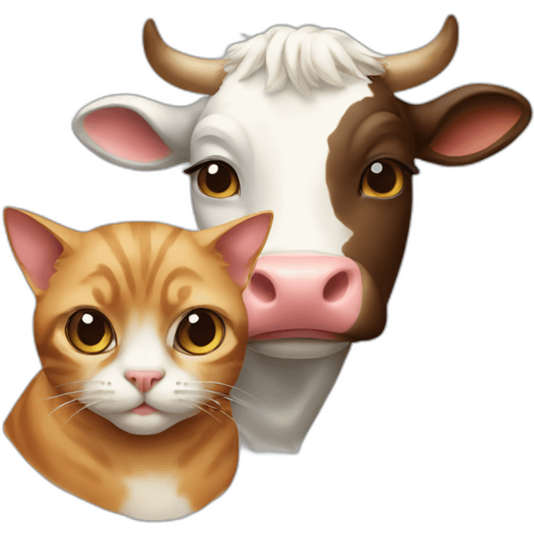 A cat and a cow emoji