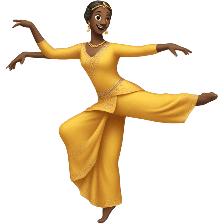 a cheerful woman in a classical dance pose emoji