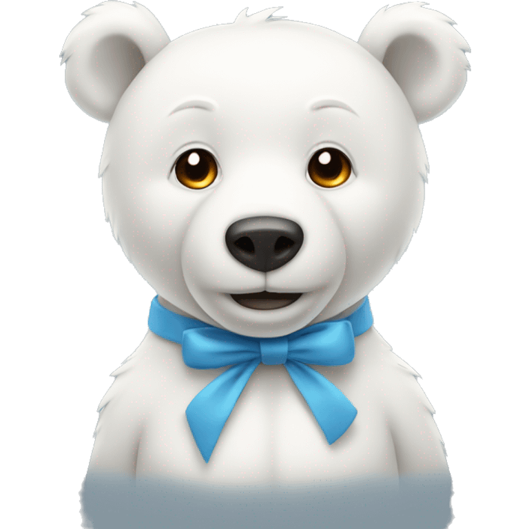 White bear with a bow on the neck  emoji