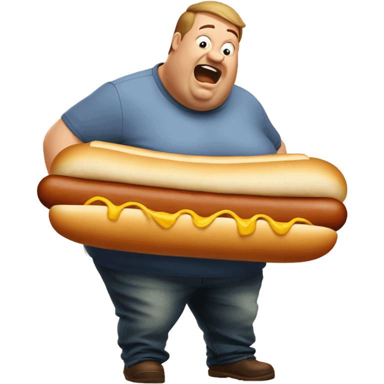 Fat dude drooling on massive hot dog emoji