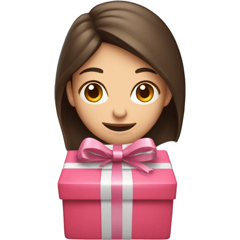 Brunette Caucasian opening gift   emoji