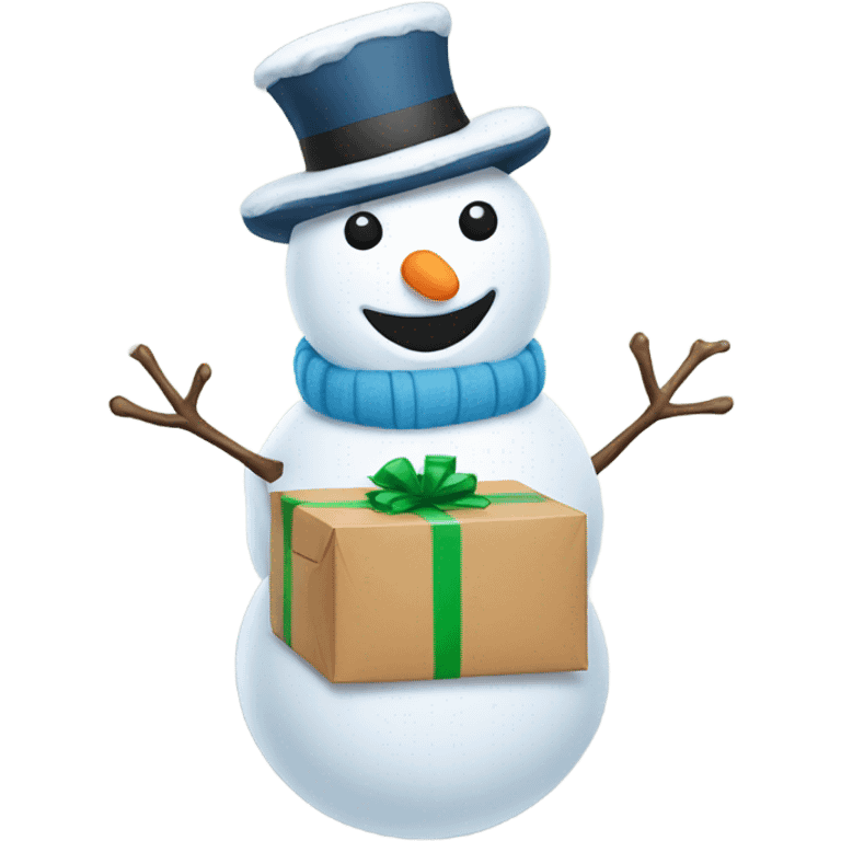 Snowman with package emoji