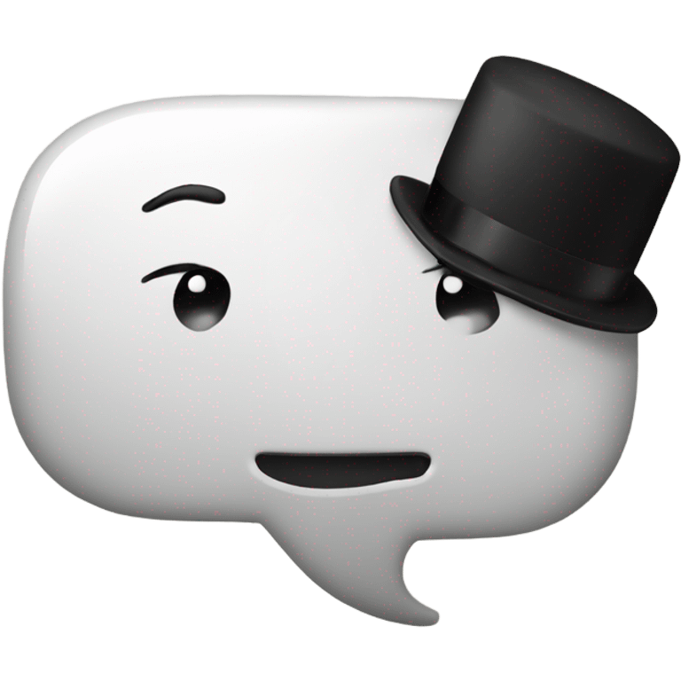 white speech bubble with a black tie on emoji