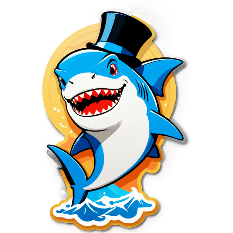 Shark with a top hat emoji