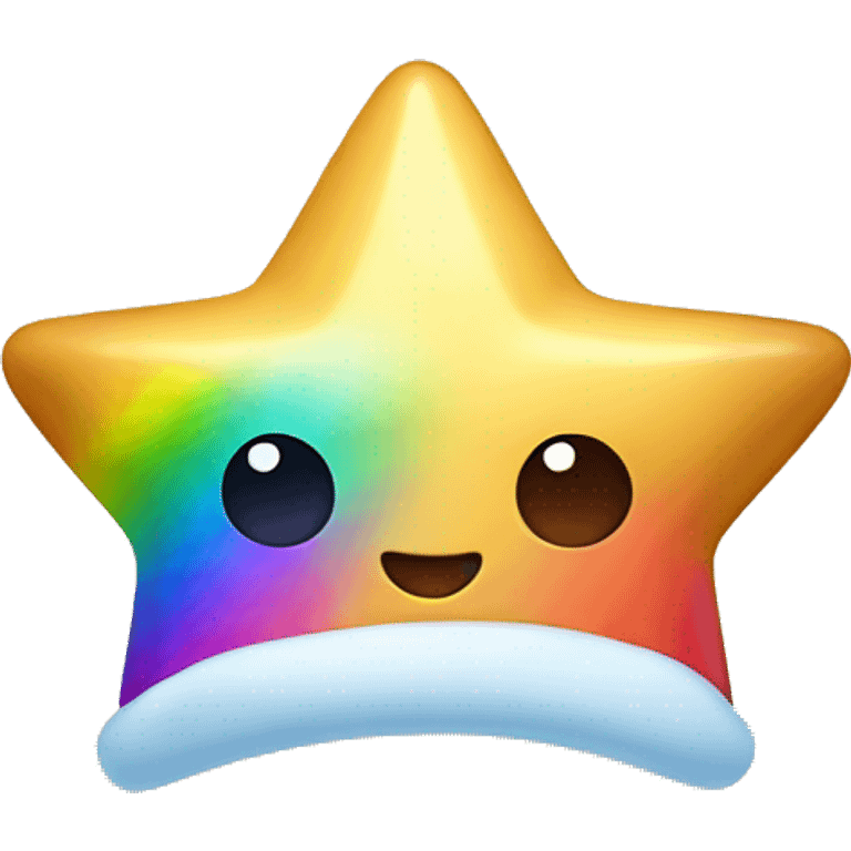 Kawaii golden star with rainbow top hat  emoji