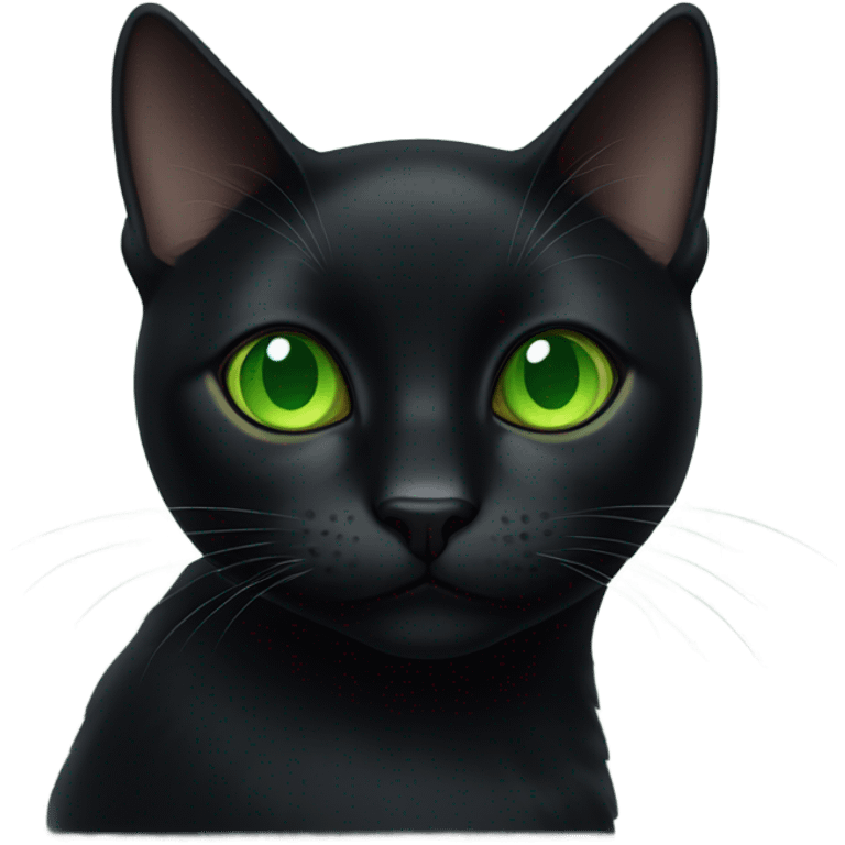 Black cat with green eyes emoji