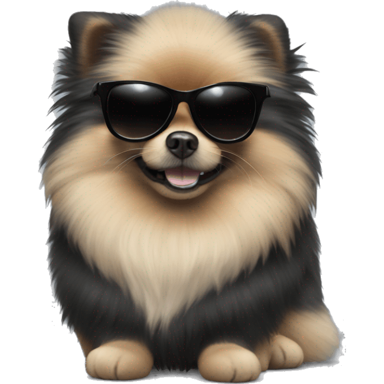 Black pomeranian with sunglasses emoji