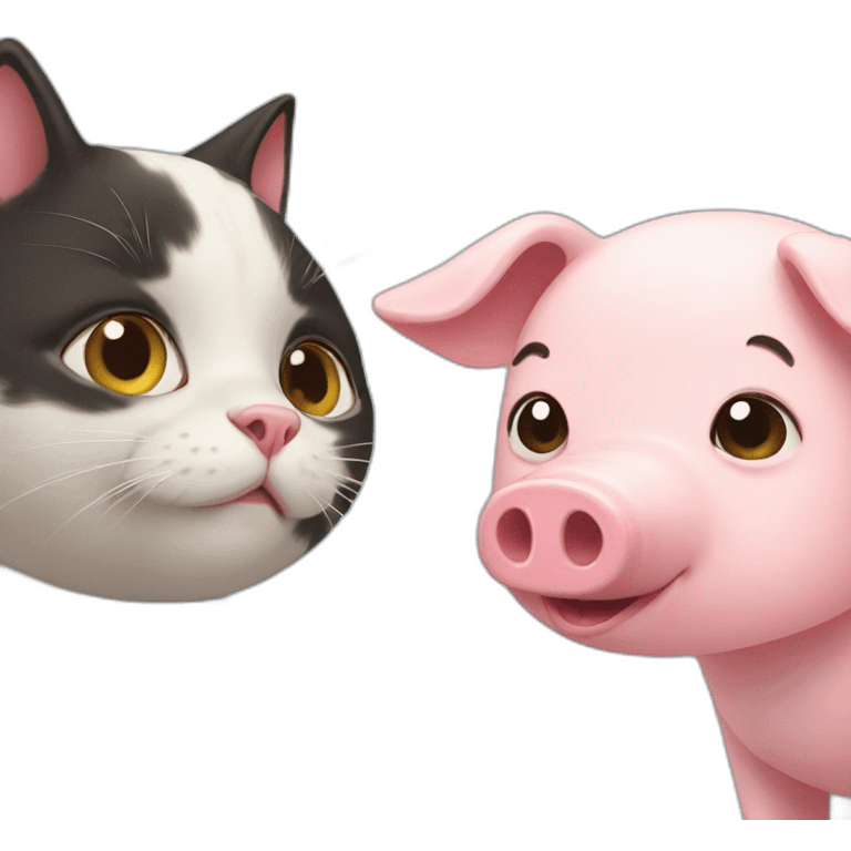 cat and pig emoji