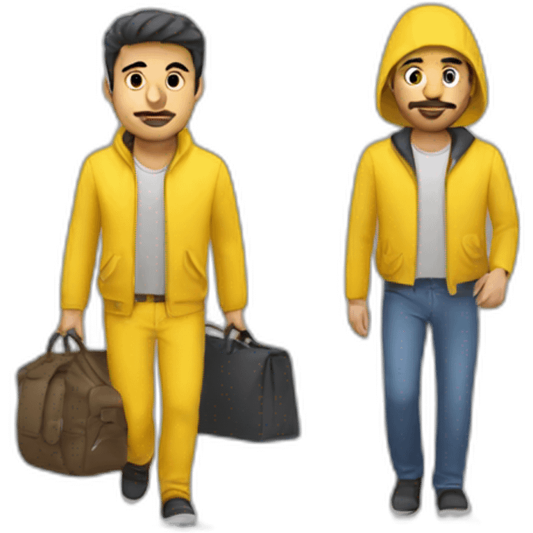 Armenian men in yellow clothing in public trasnport emoji