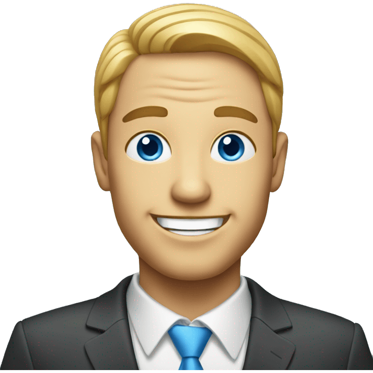 happy businessman with blue eyes emoji