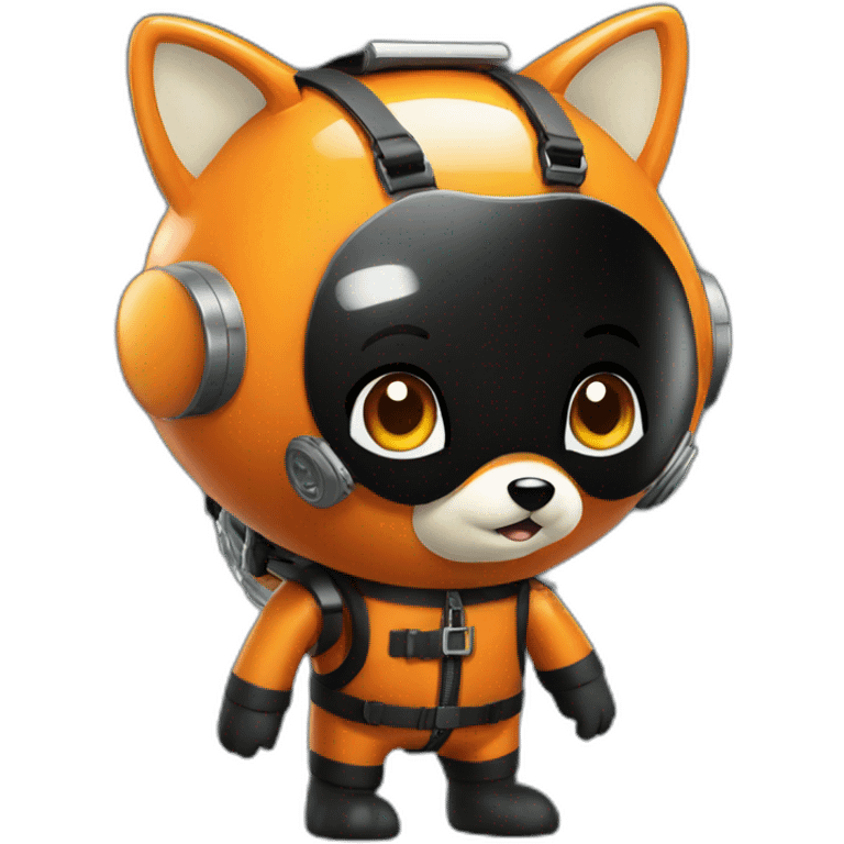 fox in black rubber shiny diving suit emoji