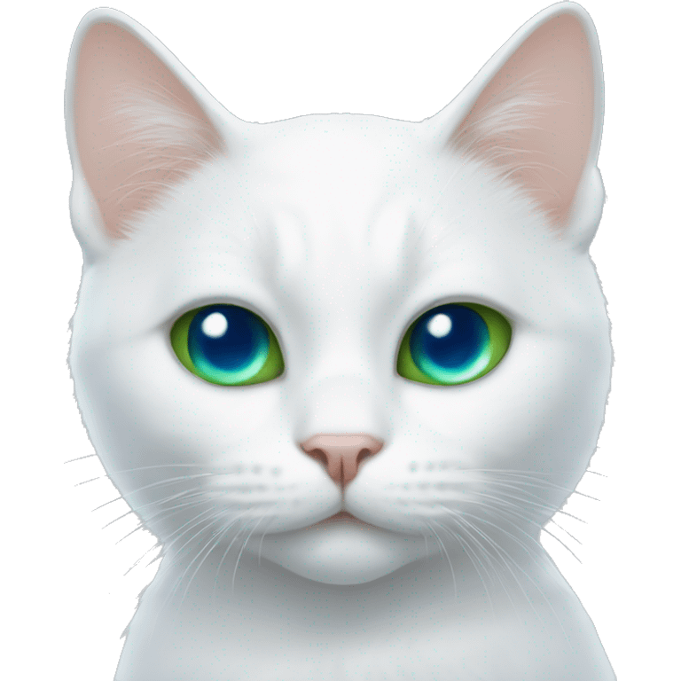 White cat with one green eye and one blue eye  emoji