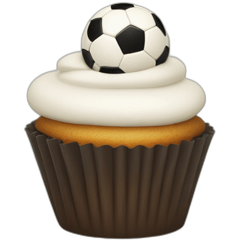 Happy cupcake with soccer ball on top emoji