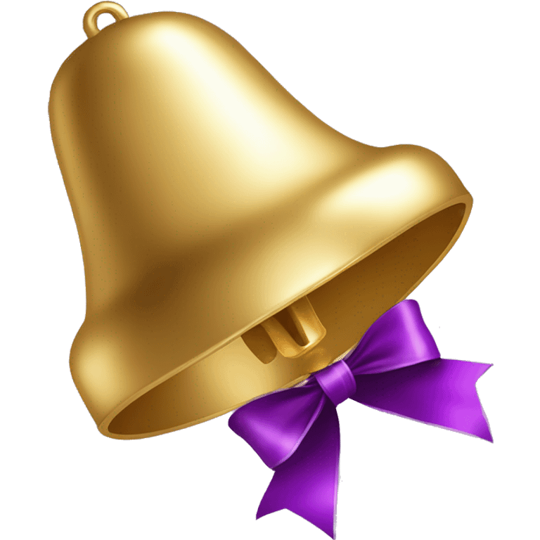 Gold bell with sparkles and purple ribbon, and in the middle it says: #CLARAMENTE emoji