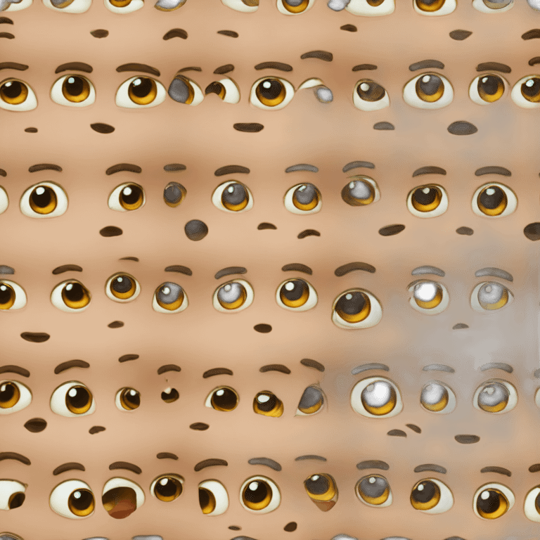 a dozen eyes on a face emoji