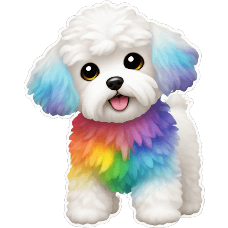 White maltipoo with a rainbow tail  emoji