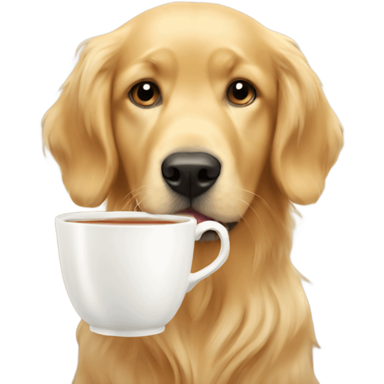 Golden retriever sipping a cup of tea emoji