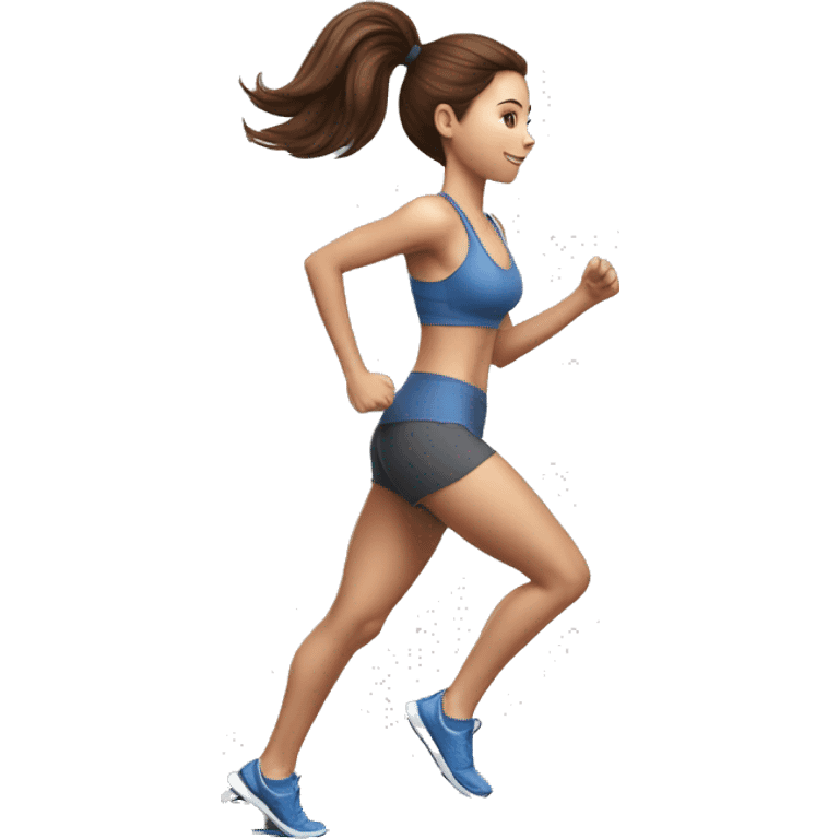 Full hyperrealistic pencil drawing of athletic girl with brown hair doing cardio on treadmill emoji