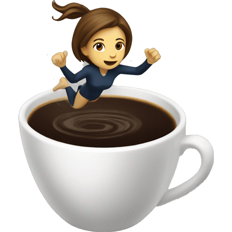 girl diving into coffee cup emoji