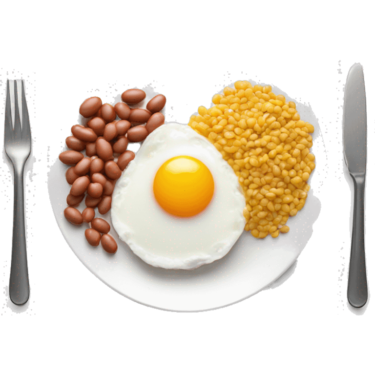 eggs with beans on a white plate emoji